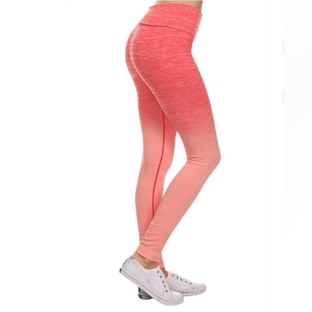 Ombré Pink High-Waisted Full Length Seamless Leggings Size Large